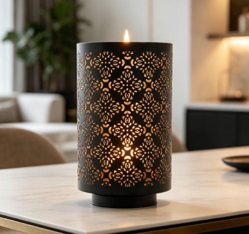 Diamond-Cut Metal Candle Holder—Essential For Weddings And Spa Decor