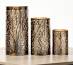 Bronze-Finish Cutout Lantern Candle Holder (Branch Motif)—Warm Indoor/Outdoor Ambiance