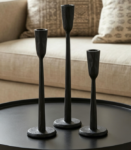 Black Iron Taper Candle Holder 3-Piece Set—Vintage Weddings And Dinner Parties