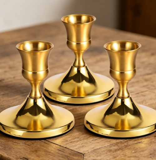 Brass-Gold Vintage Candle Holder—Versatile Decor For Dining Tables And Parties