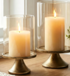 Windproof Iron Candle Holder With Glass Shade—Elegant Accent For Living And Dining Rooms