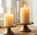 Windproof Iron Candle Holder With Glass Shade—Elegant Accent For Living And Dining Rooms