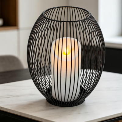 Iron Patio Lantern Candle Holder—Stylish Tabletop Decor