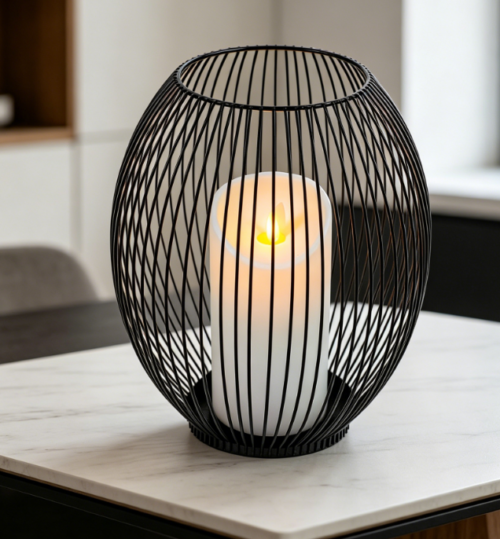 Iron Patio Lantern Candle Holder—Stylish Tabletop Decor