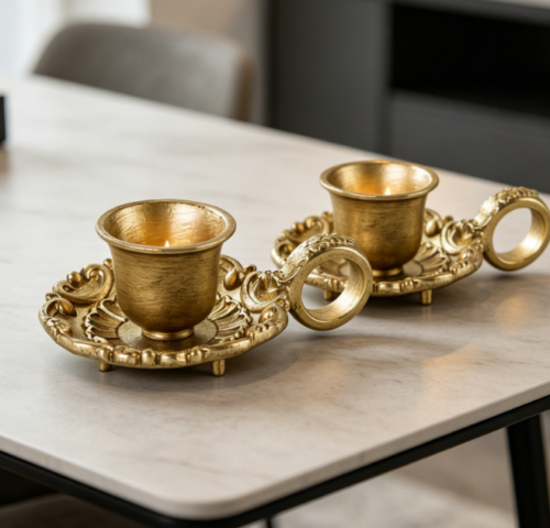 Gold Slender Taper Candle Holder—Exquisite Gift For Housewarmings And Weddings