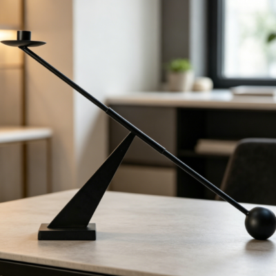 Modern Black Metal Taper Candle Holder—Tall, Stylish Home Decor