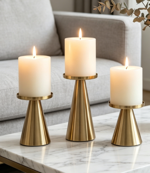Gold Iron Tray Candle Holder—Versatile Accent For Weddings And Spas