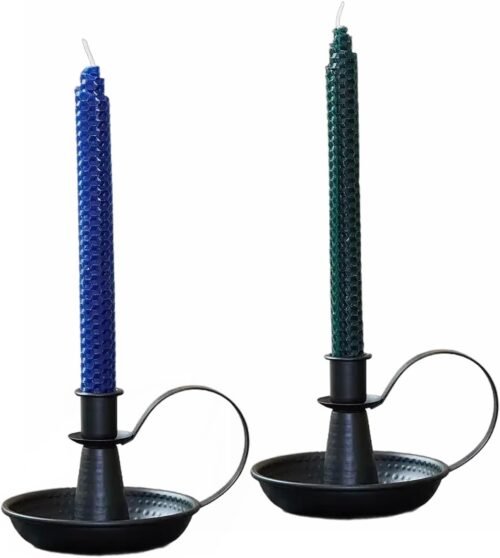 Retro Iron Taper Candle Holder,Black Candlestick Holders Candlelight Stand for Farmhouse Decor Home Wedding Party Table Decoration(2pcs)