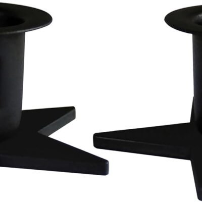 . Primitive Iron Taper Candle Holders Vintage Black Candlestick Holders for Halloween Christmas Dining Room Home Decor. Set of 2, Star Base