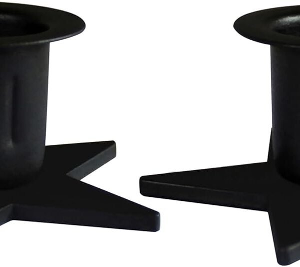 . Primitive Iron Taper Candle Holders Vintage Black Candlestick Holders for Halloween Christmas Dining Room Home Decor. Set of 2, Star Base