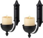 Wall Sconce Candle Holder Black Wall-Mount Metal Candle Holders Hanging Iron Wall Candle Sconce for Home,Living Room, Bathroom, Dining Room, Set of 2