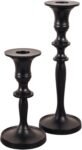 Black Matte Metal Candle Holders for Taper Candlestick Set of 2 8" & 5.5" Tall Decorations for Home Table Centerpiece for Wedding, Parties, Dinners, Decorations