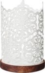 7.5" White Metal Candle Holder – Diamond Cut Design Lantern for Home Decor, Weddings, Parties, Events, Gifts & Indoor Outdoor Lighting