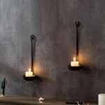 Wall Sconce Candle Holder Metal Hanging Wall Decorations for Home,Living Room, Bathroom, Dining Room, Set of 2(Black