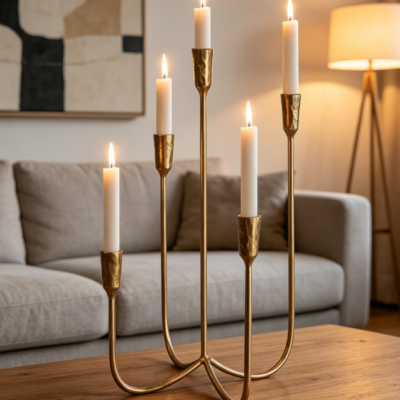Multi-Arm Cast Iron Candle Holder—Stunning Centerpiece For Weddings And Events