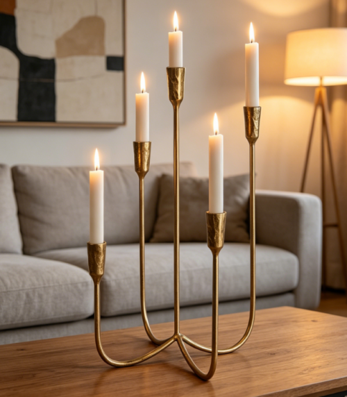 Multi-Arm Cast Iron Candle Holder—Stunning Centerpiece For Weddings And Events