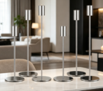 Silver Taper Candle Holder Set—Exquisite Touch For Wedding Reception Tables