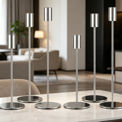 Silver Taper Candle Holder Set—Exquisite Touch For Wedding Reception Tables