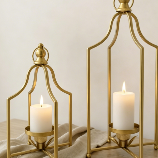 Classic Vintage Iron Lantern Candle Holder—Farmhouse-Style Warm Lighting