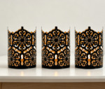 Black Open-Grid Metal Candle Holder—Versatile For Indoor And Outdoor Use