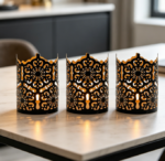 Black Open-Grid Metal Candle Holder—Versatile For Indoor And Outdoor Use