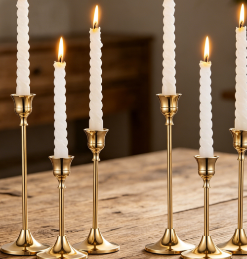 Vintage Brass Taper Candle Holder—Elegant Choice For Dining Tables And Weddings