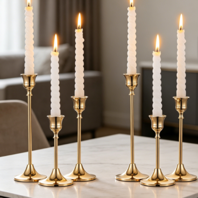 Vintage Brass Taper Candle Holder—Elegant Choice For Dining Tables And Weddings