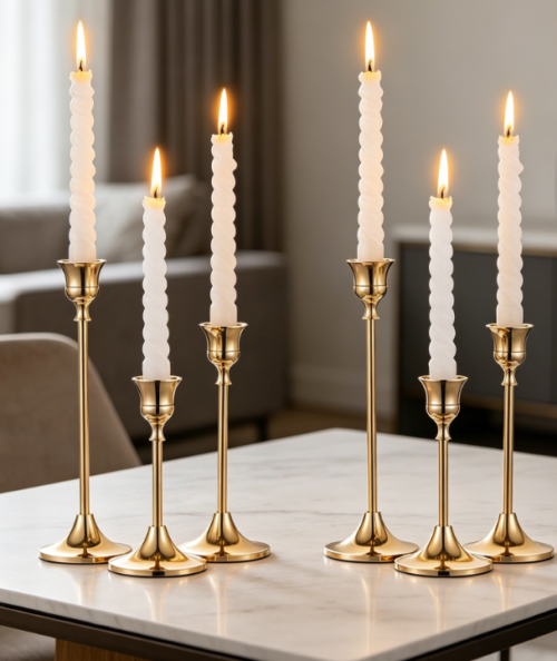 Vintage Brass Taper Candle Holder—Elegant Choice For Dining Tables And Weddings